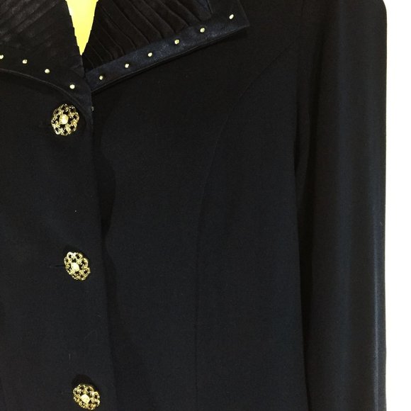 Dark Academia Womens Navy Blue Long Sleeve Dress Size 12 Button Front Princess C - Picture 7 of 10